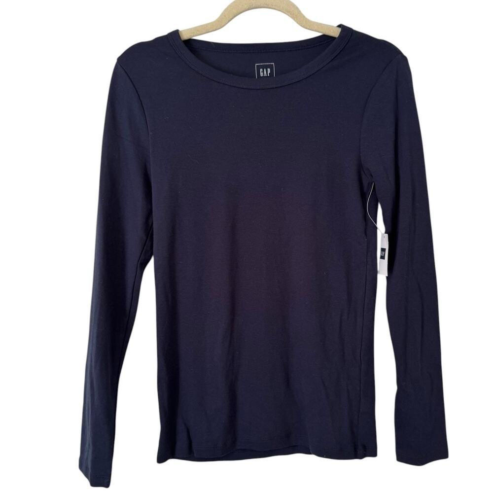 NWT Gap Pima Cotton Blend Navy Blue Long Sleeve T-Shirt Womens Small Petite